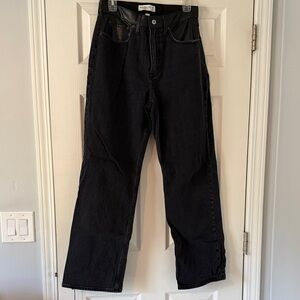 Abercrombie & Fitch Black Curve Love Jeans Vegan Leather Waist